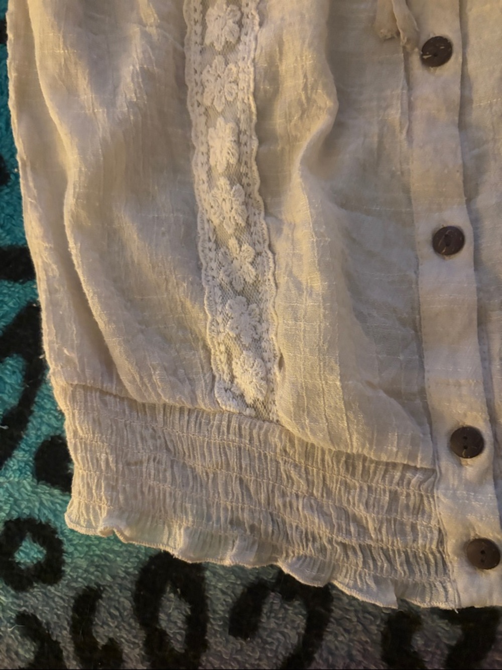 Poetry Cream Ruffle-Neck Button Front Blouse - Picture 4 of 7